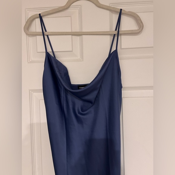 Carbon38 Blue Silky Bias Cut Slip Dress in Iris - Picture 4 of 8